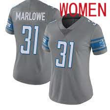 Women Detroit Lions #31 Dean Marlowe Grey Nike Game NFL Jersey